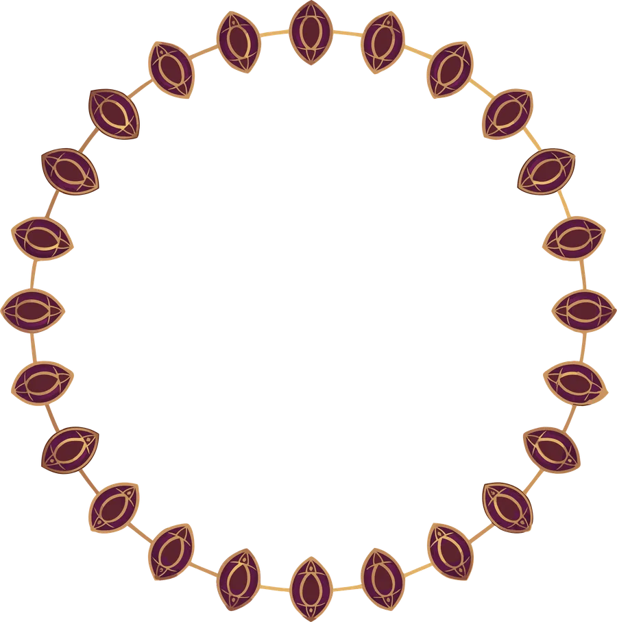 Twenty-four identical gem-like forms strung in a ring like beads on a japa-mala — the twenty-four Viṣṇu forms.